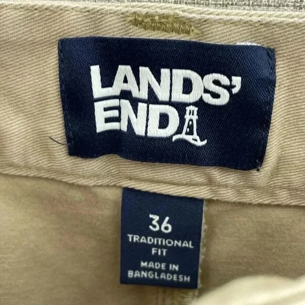 Lands End Cotton Chino Shorts Mens 36 Tan 0111